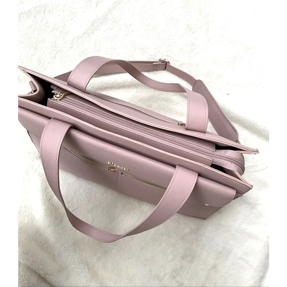 Lovevook Lt Pink w/ Gold Hardware Laptop Bag Tote Detachable Strap Classy Travel